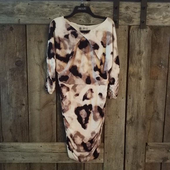 Jennifer Lopez Leopard Ruched Dress worn once - Picture 2 of 3